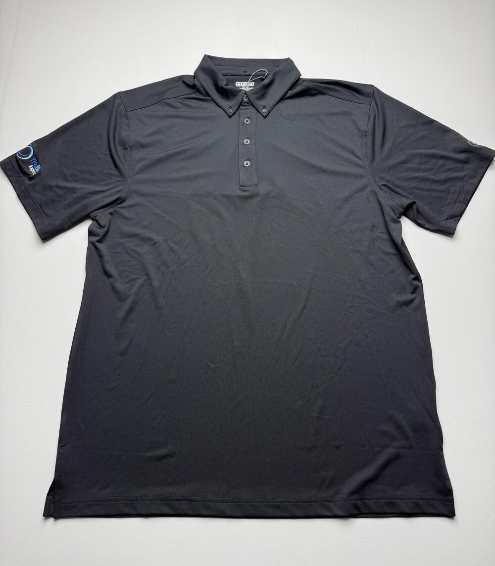 OGIO Polo Shirt Mens XL Black Solid Short Sleeve TruBlu Logistics Logo Knit